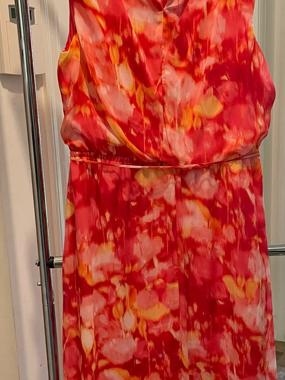 Red & Orange Watercolor Sleeveless Dress